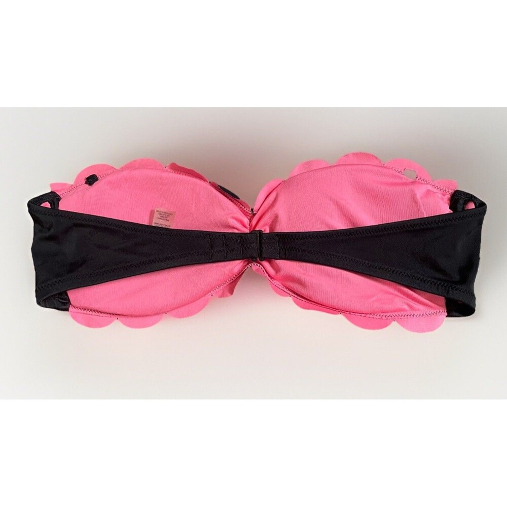 Victorias Secret Black Scalloped Edge Strapless Bikini Top Size Small - Picture 2 of 3